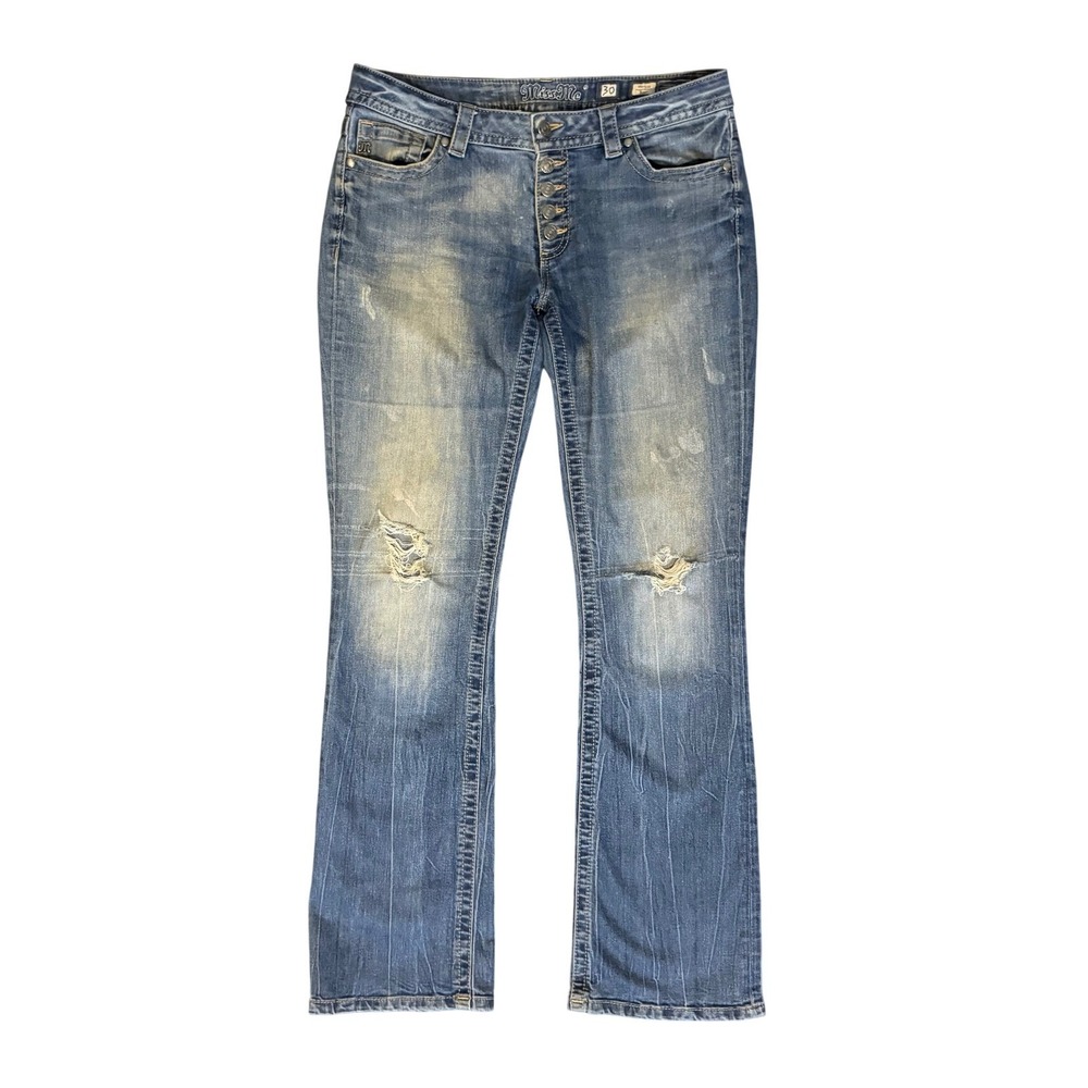 Miss Me MS5151B306 Bootcut Jeans Womens 30 Blue Mid-Rise Button Fly Stretch